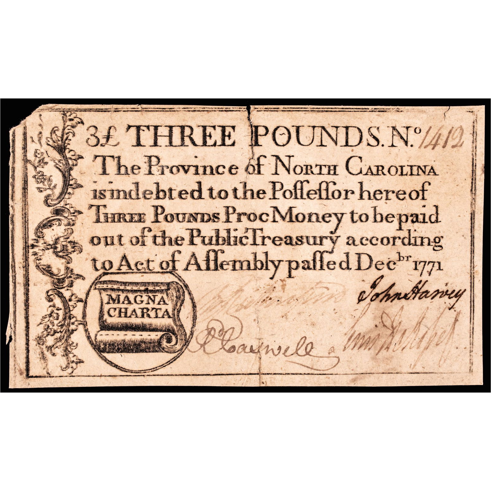 COLONIAL CURRENCY NOTE, NORTH
