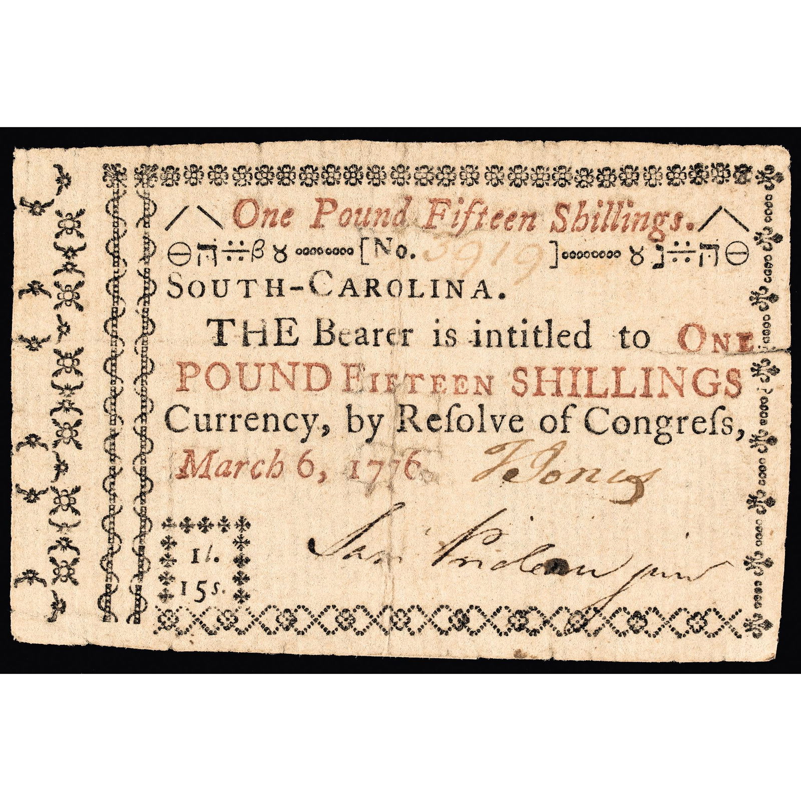 COLONIAL CURRENCY, SC. MARCH 6,