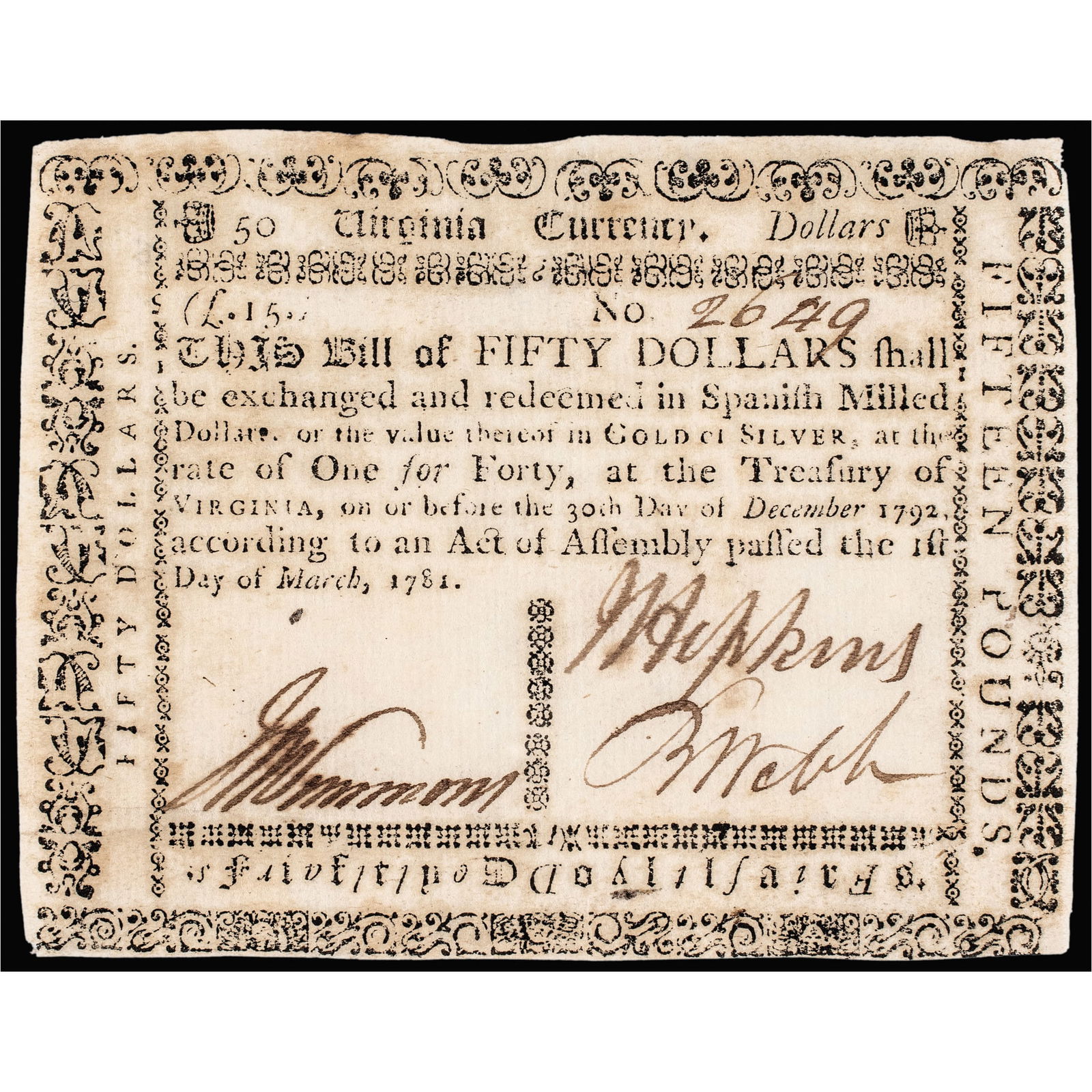 COLONIAL CURRENCY, VIRGINIA,