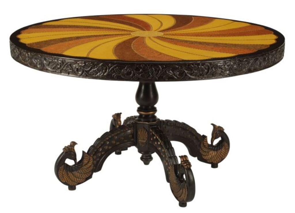 COLONIAL STYLE INLAID & PARCEL GILT