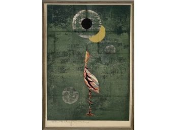 Color woodblock print with silver