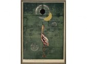 Color woodblock print with sil