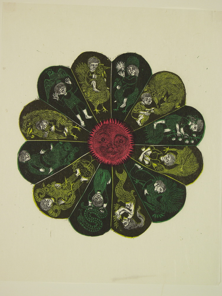 COLOR WOODCUT - 'All Year Round' by