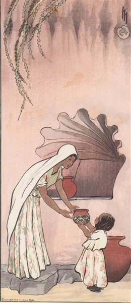 Color woodcut on paper by Helen