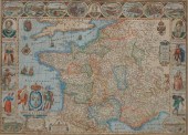 COLORED ENGRAVED MAP OF GALLIA