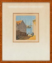 COLORED ETCHING OF A HARBOR SC