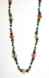 COLORED PEARL AND AZURITE BEAD