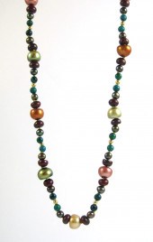 COLORED PEARL AND AZURITE BEAD