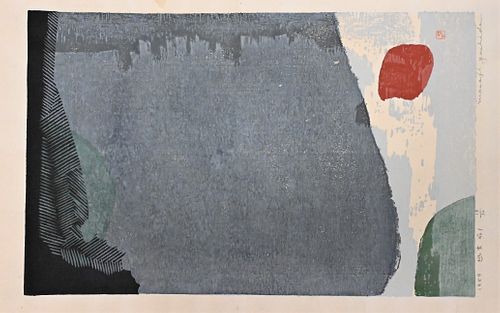 COLORED WOODBLOCK PRINT BY MASAJI