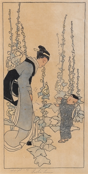 Colored woodblock print on paper by