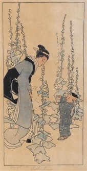 Colored woodblock print on pap