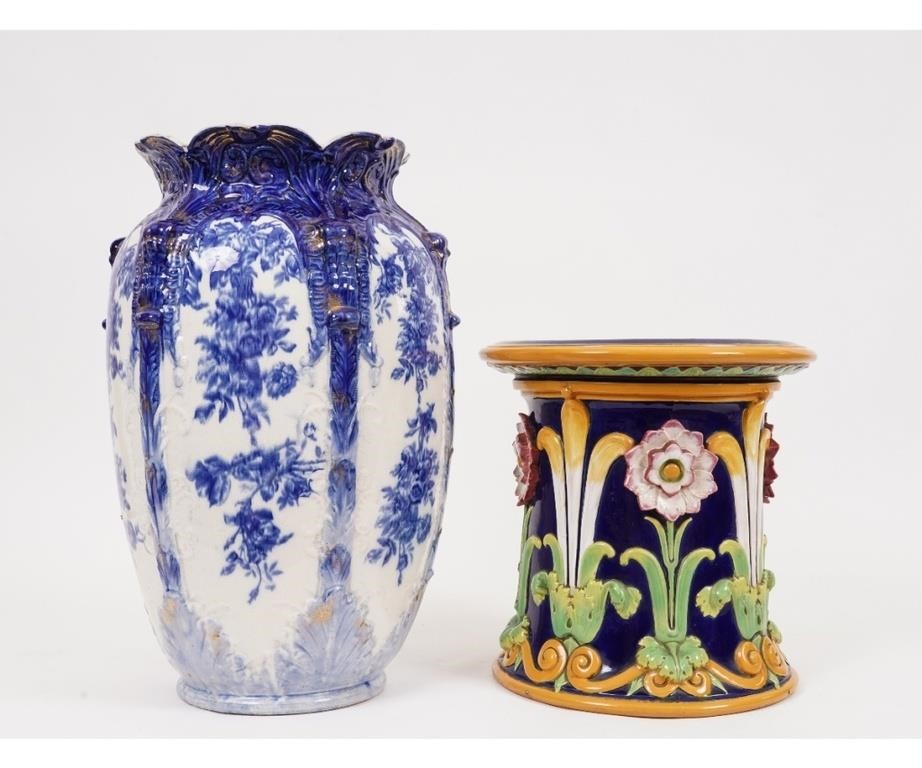 Colorful Majolica jardiniere, circa