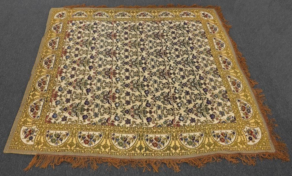 Colorful silk floral bedspread, 91"
