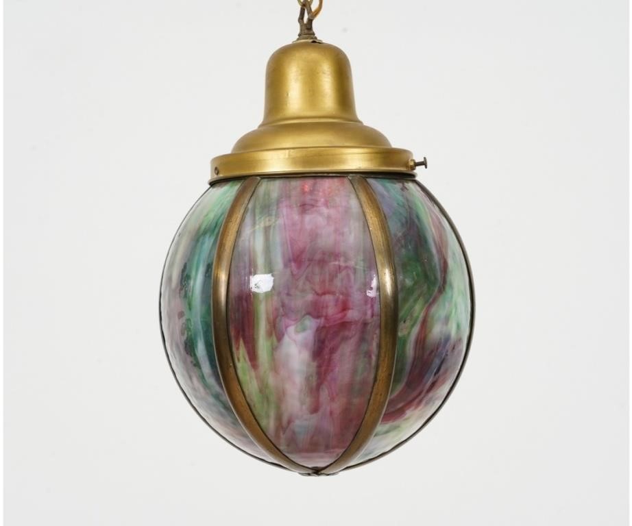 Colorful slag glass and brass