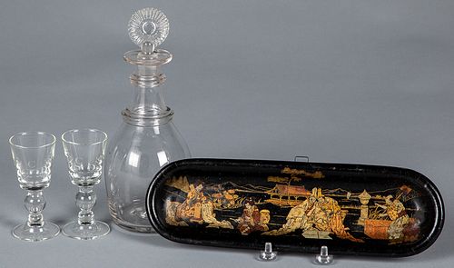 COLORLESS BLOWN GLASS DECANTER,