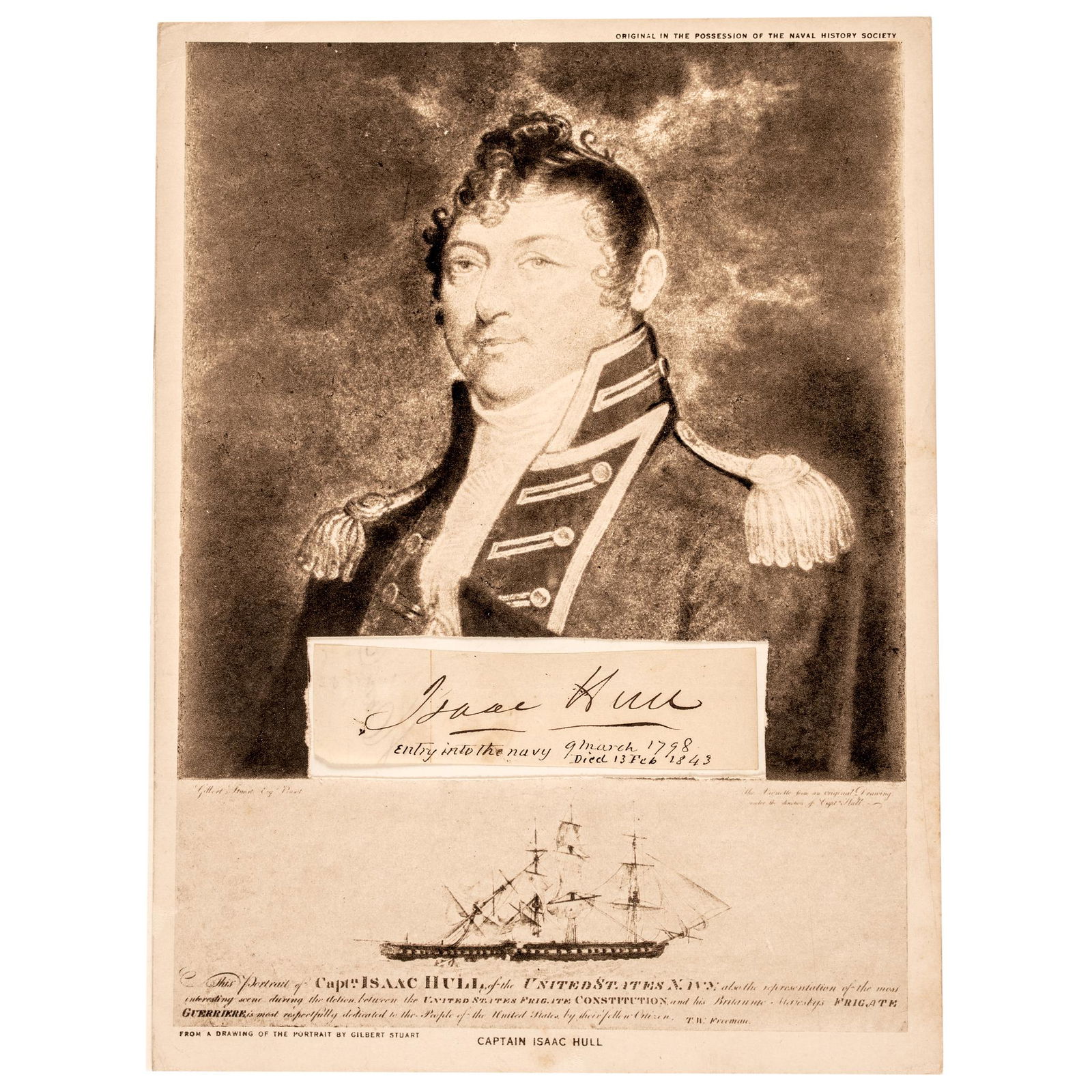 COMMODORE ISAAC HULL SIGNED CLIPPED