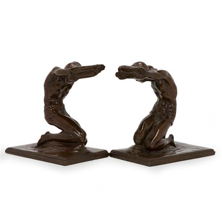 Companion Pair of Bronze Figural