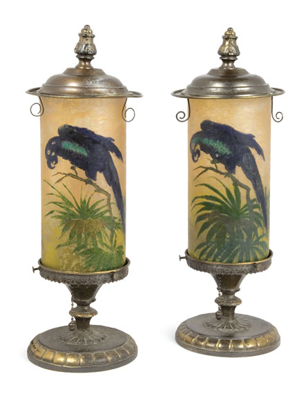 Companion Pair of Handel Enameled