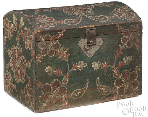 COMPASS ARTIST DOME LID BOX, 19TH