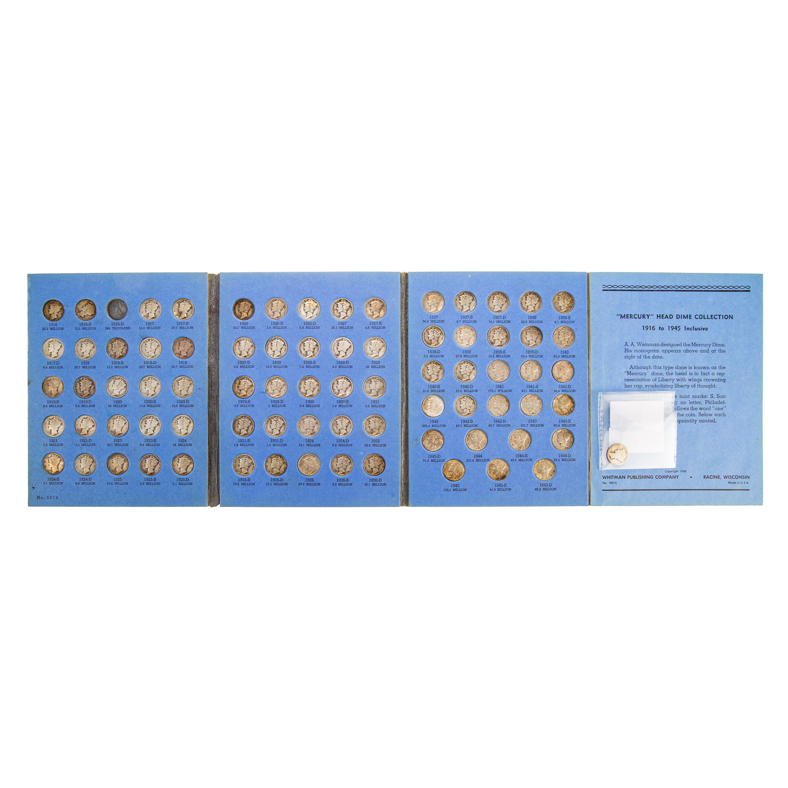 COMPLETE SET OF MERCURY DIMES MINUS