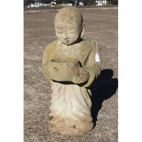 Composite stone Lohan holding bowl,