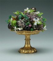 Compote of beaded and glass or