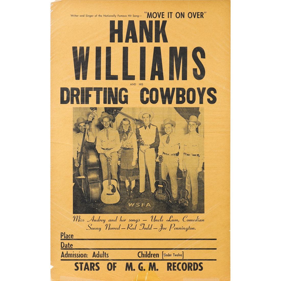 CONCERT POSTER, HANK WILLIAMS AND