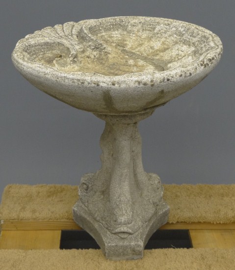 Concrete birdbath. Imperfections.