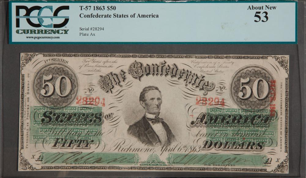 [CONFEDERATE CURRENCY] T-57, $50,