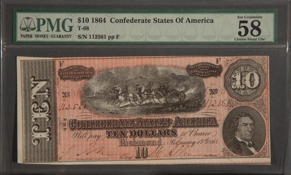 [CONFEDERATE CURRENCY] T-68, $10,