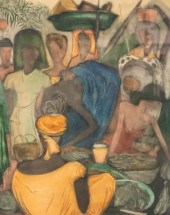 CONGOLESE MARKET SCENE AQUATIN