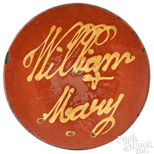 CONNECTICUT REDWARE CHARGER, 19TH
