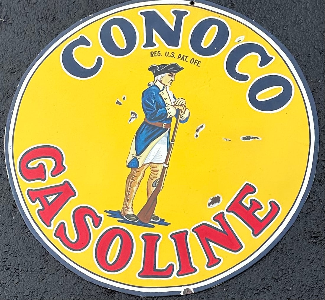 CONOCO GASOLINE PORCELAIN SIGN,
