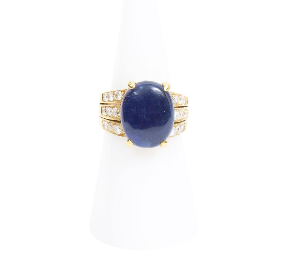 CONTEMPORARY 18K YG SAPPHIRE &