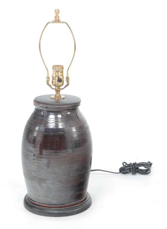 CONTEMPORARY AMERICAN REDWARE LAMP.