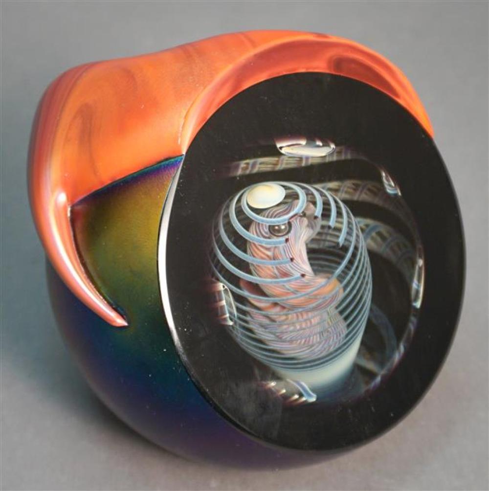 CONTEMPORARY ART GLASS PAPERWEIGHT,
