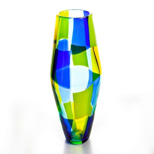 CONTEMPORARY ART GLASS VASEBlue and