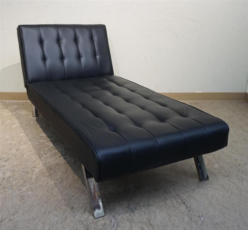 CONTEMPORARY BLACK VINYL CHAISE