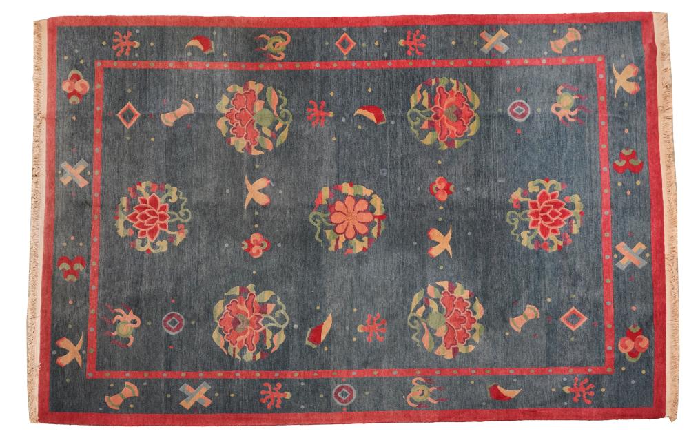 CONTEMPORARY BLUE AND RED FLORAL