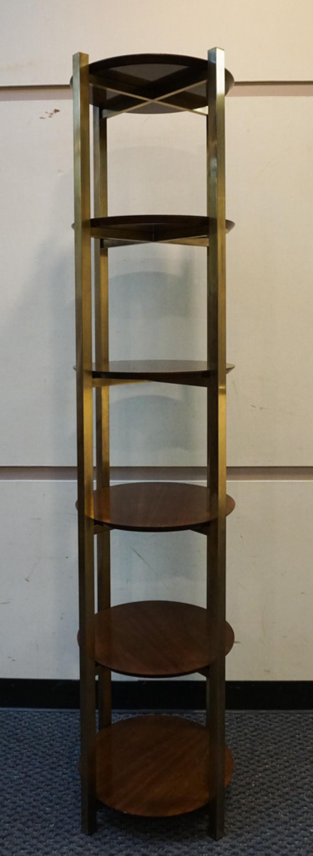 CONTEMPORARY BRASS AND FRUITWOOD
