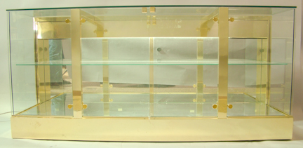 CONTEMPORARY BRASS AND PLATEGLASS