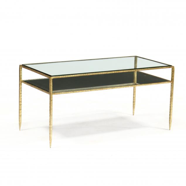 CONTEMPORARY GILT METAL AND GLASS