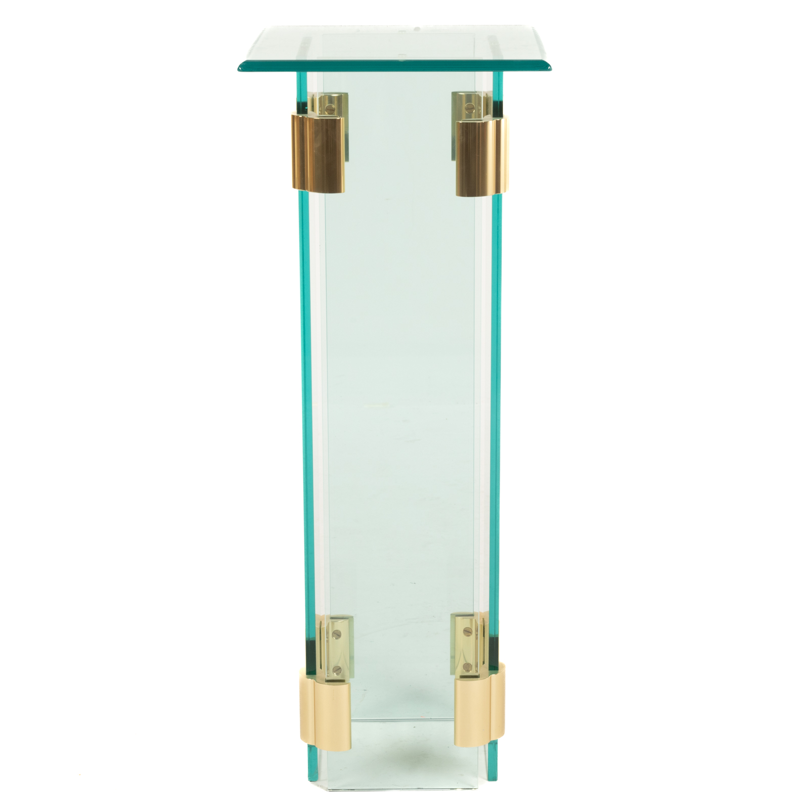 CONTEMPORARY GLASS & BRASS PEDESTAL