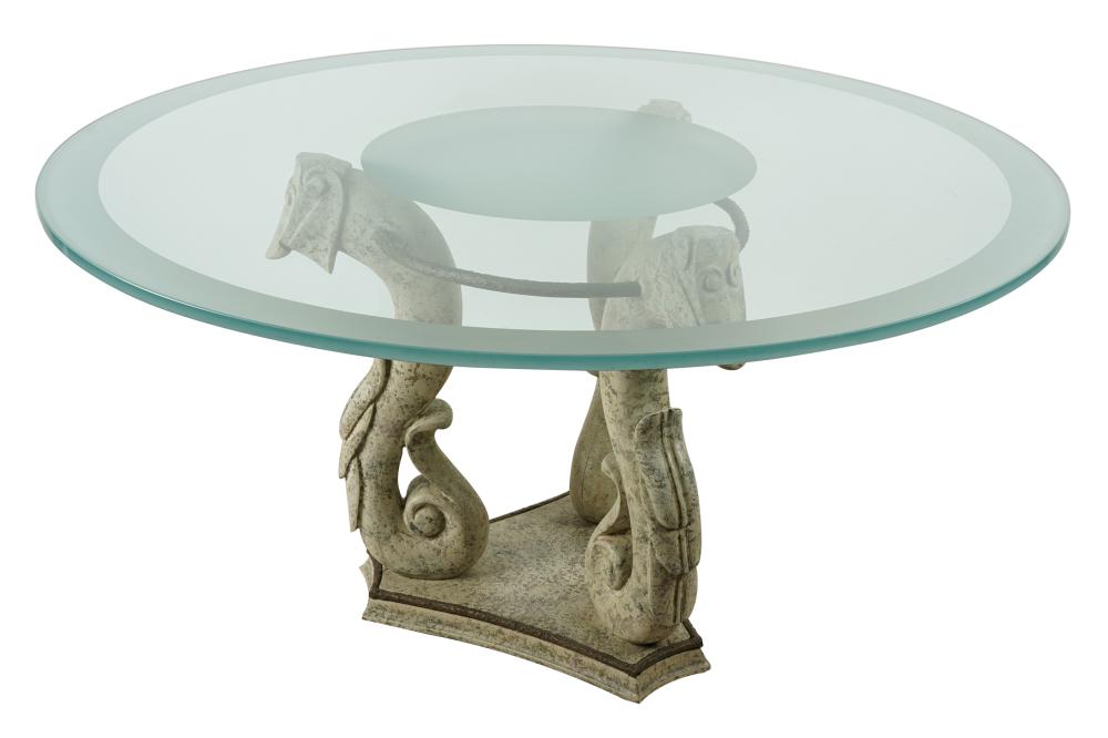 CONTEMPORARY GLASS & CARVED WOOD