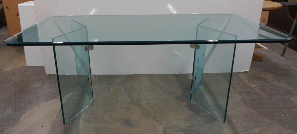 CONTEMPORARY GLASS DINING TABLE, 28