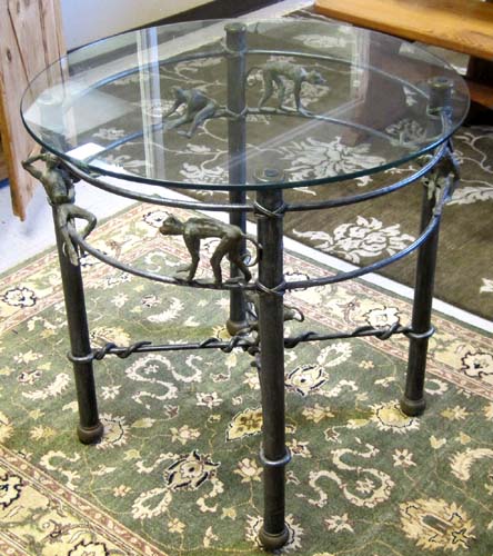 CONTEMPORARY GLASS-TOP BRONZED