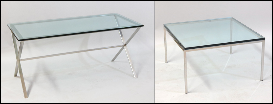 CONTEMPORARY GLASS TOP DESK.