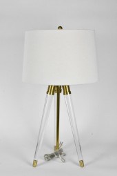 CONTEMPORARY LUCITE AND BRASS