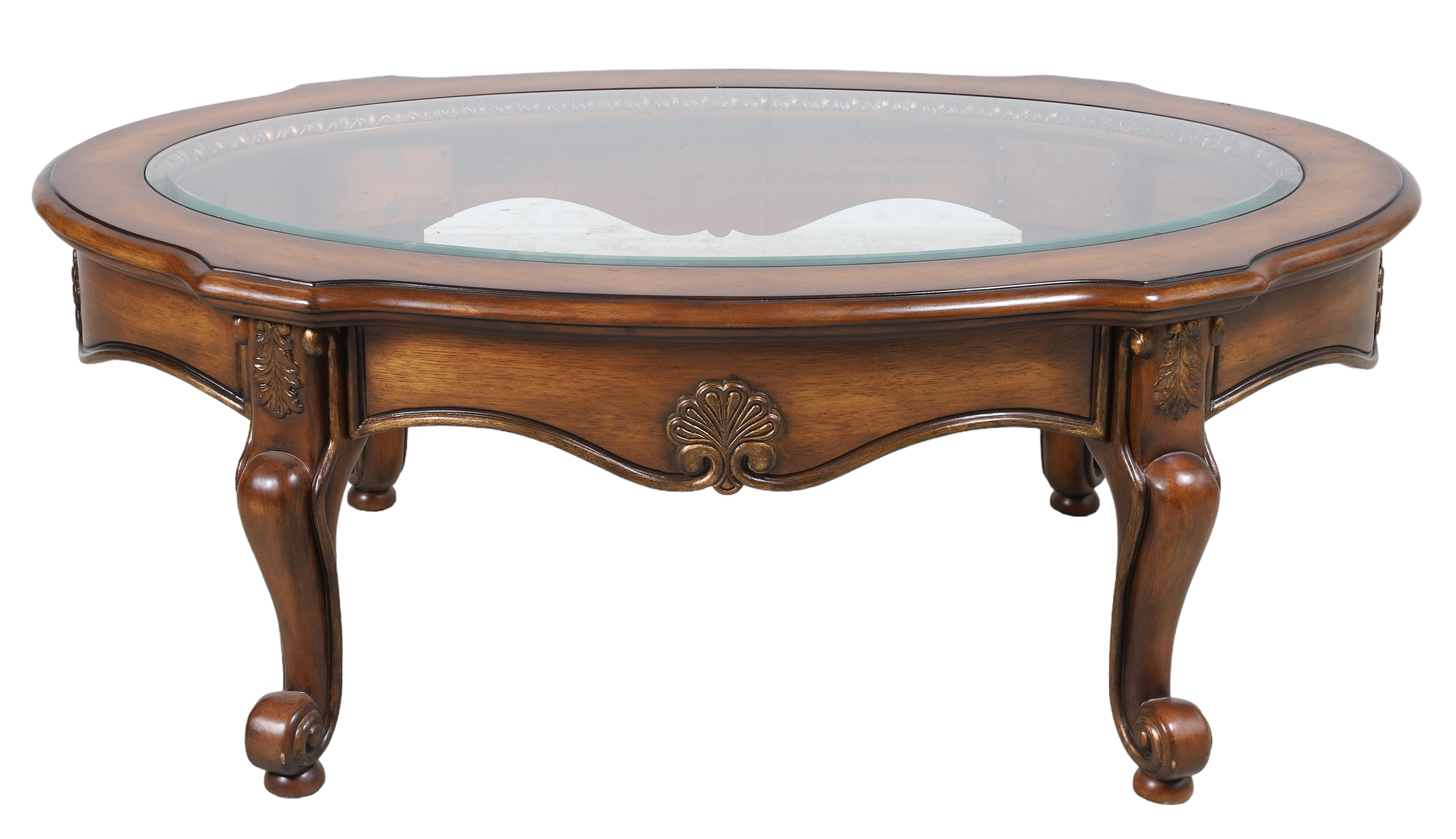 Contemporary mahogany glass top