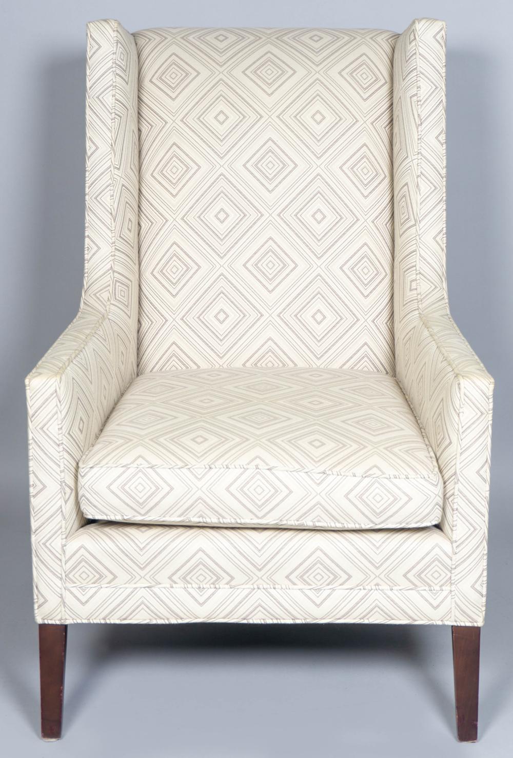 CONTEMPORARY MAHOGANY WING ARMCHAIR